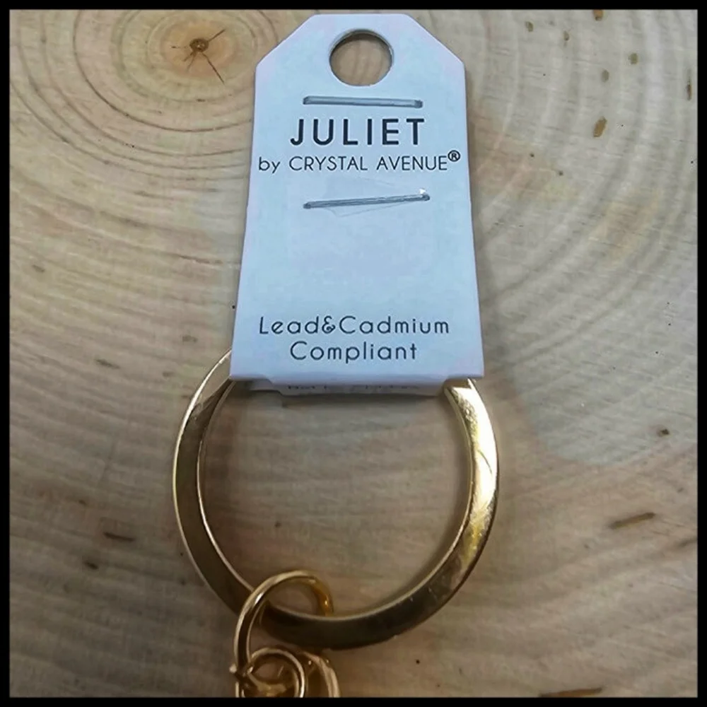 Juliet Puff Rhinestone Accented Cat Keychain with Tassel and Snap Hook - Picture 6 of 6